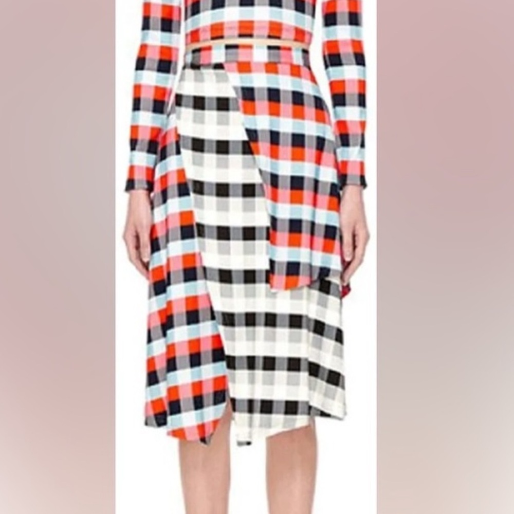 Tanya Taylor Skirt Gorgeous Checked Skirt Asymmetricsl size 6 EUC - Picture 3 of 7